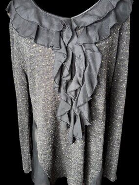 Vintage Y2K Tunic Top Ruffles Sheer Panels asymmetric Whimsigoth Fairygrunge 1x